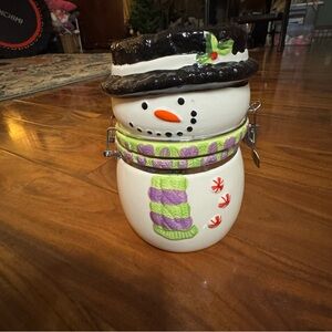 Vintage Snowman Holiday Decor Jar